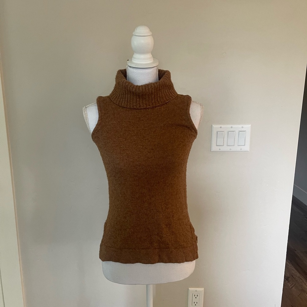 J. Crew Tan Sleeveless Turtleneck Sweater